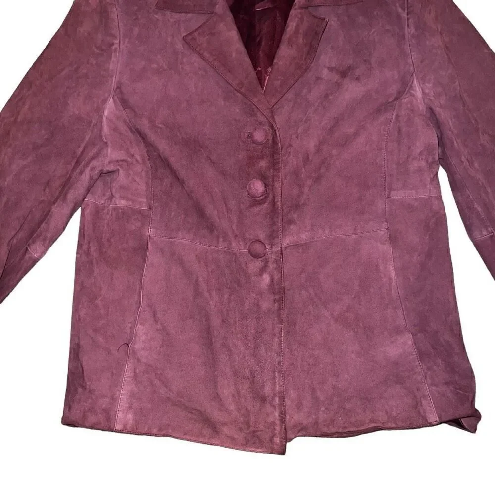AUSTIN REED Wine Leather Suede 3 Button Jacket